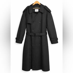 Vintage London Fog Men’s Full-Length Black Trench Coat Classic Oversized